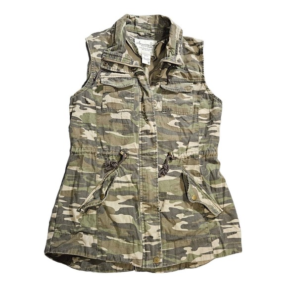 Camouflage Fashion Vest Women’s Medium Full Zip Drawstring Streetwear Gorpcore - Picture 1 of 8